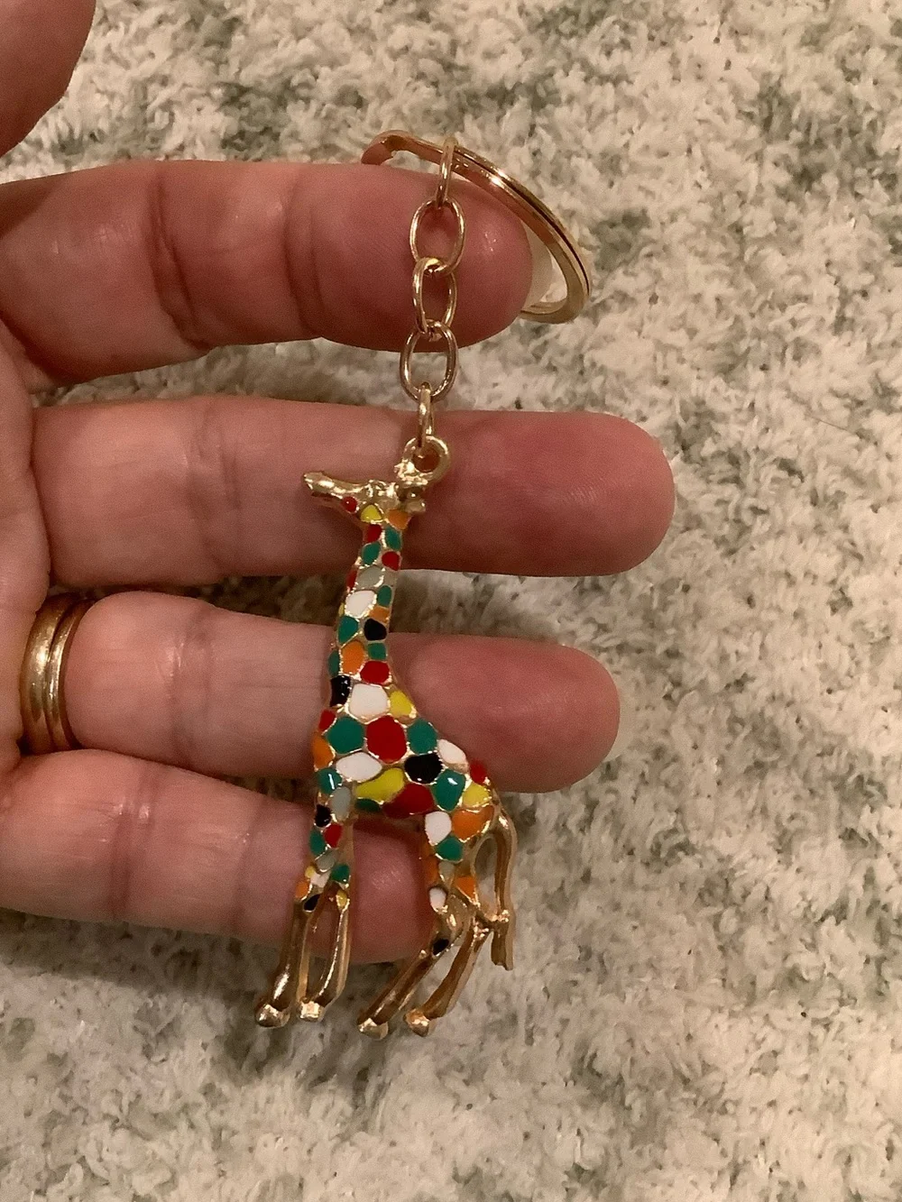 Multicolored Giraffe Key Chain Bag Charm NWT 4.5”